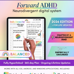 2026 ADHD Rainbow Digital Planner & Self-Care Habit Tracker | Lifetime Updates + Community Access | GoodNotes & Android Compatible.