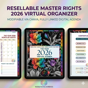 2026 Undated Digital Planner Canva Template with MRR & PLR Rights | Done-For-You Resell Rights Planner | Editable Hyperlinked PDF + 50 Covers & Etsy Guide