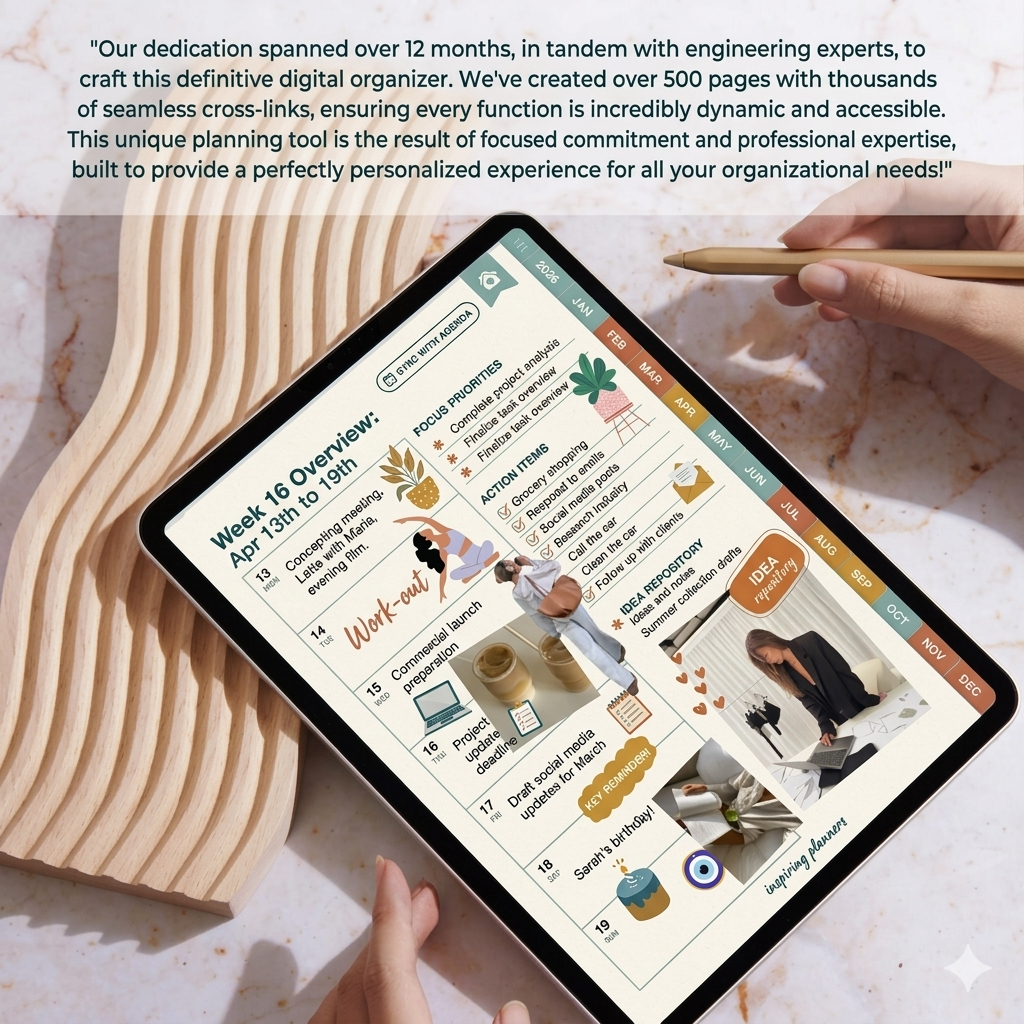 2026 Hyperlinked Digital Planner – 530 Pages | Daily, Weekly & Monthly Layouts | GoodNotes & iPad Planner with Calendar Sync | Monday & Sunday Start - Image 4