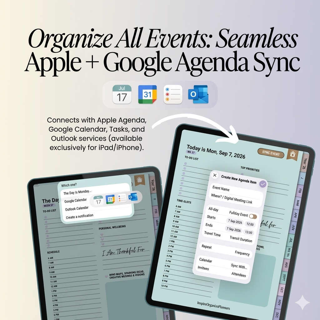 2026 Hyperlinked Digital Planner – 530 Pages | Daily, Weekly & Monthly Layouts | GoodNotes & iPad Planner with Calendar Sync | Monday & Sunday Start - Image 6